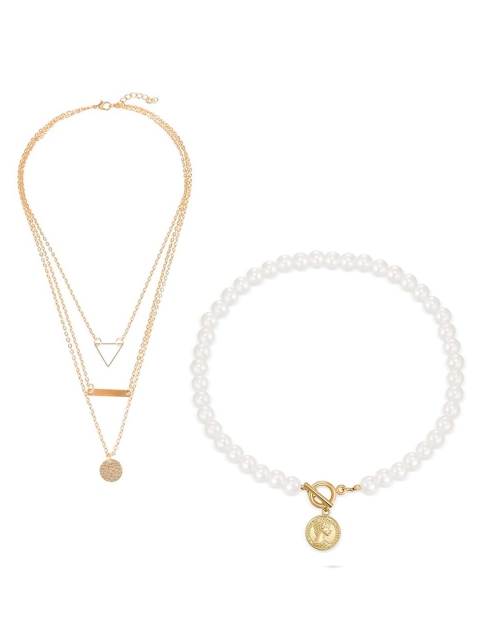 

Jewels Galaxy Gold-Toned & White Gold-Plated Layered Necklace