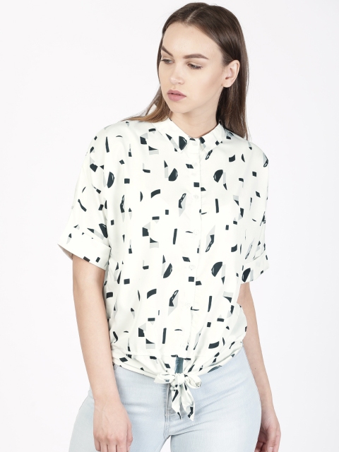 

ether Women White Printed Shirt Style Top