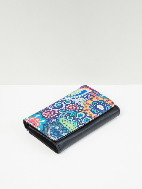 

max Women Floral Print Bi-Fold Wallet, Navy blue