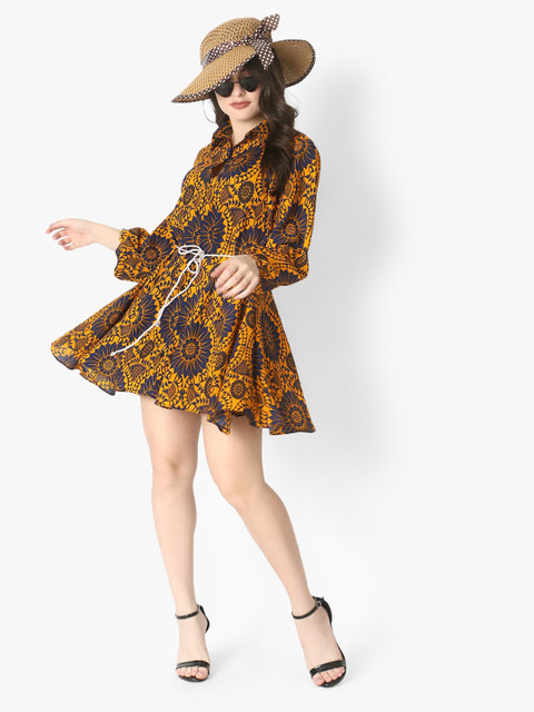 

Again fashions Women Orange Ethnic Motifs Mini Dress