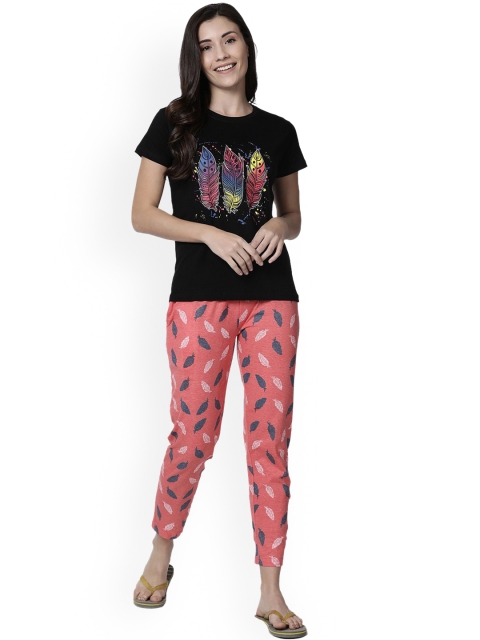 

Kryptic Women Printed Pure Cotton Night suit, Black