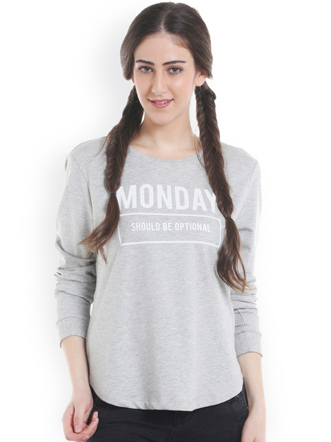 

ONLY Women Grey Melange Printed T-Shirt