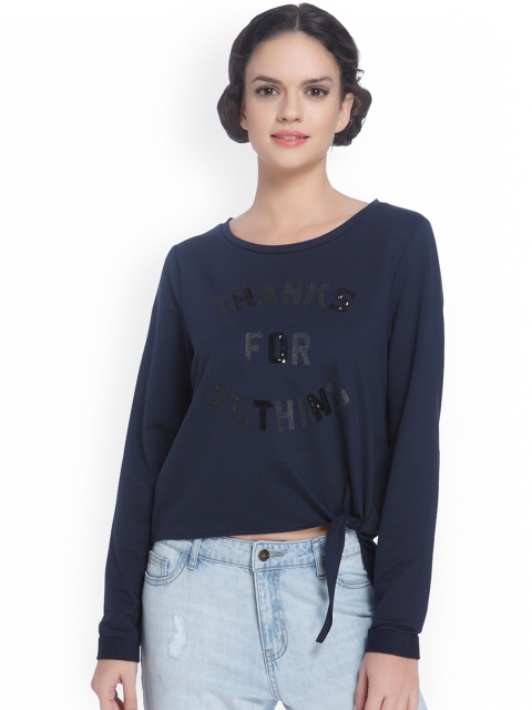 

ONLY Women Navy Blue Printed Top