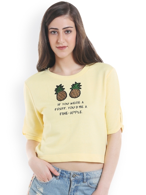 

ONLY Women Yellow Printed Top