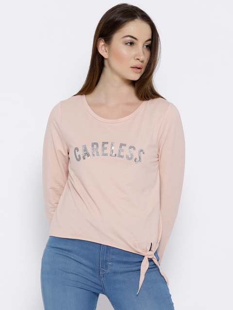 

ONLY Women Peach-Coloured Embellished Tops