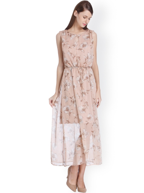 

ONLY Women Peach-Coloured Printed Maxi Dress