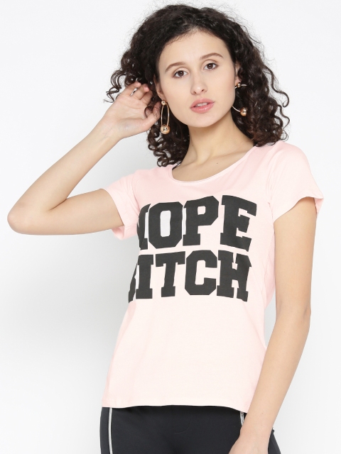 

ONLY Women Pink Printed Round Neck T-shirt