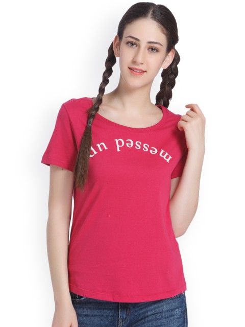 

ONLY Women Pink Printed Round Neck T-shirt