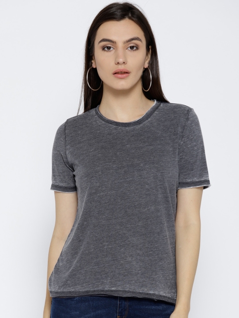 

ONLY Women Grey Printed Round Neck T-shirt