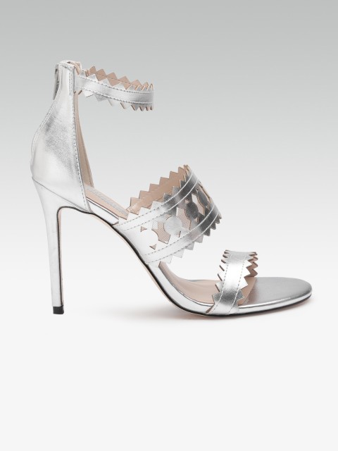 

DOROTHY PERKINS Women Silver-Toned Solid Sandals