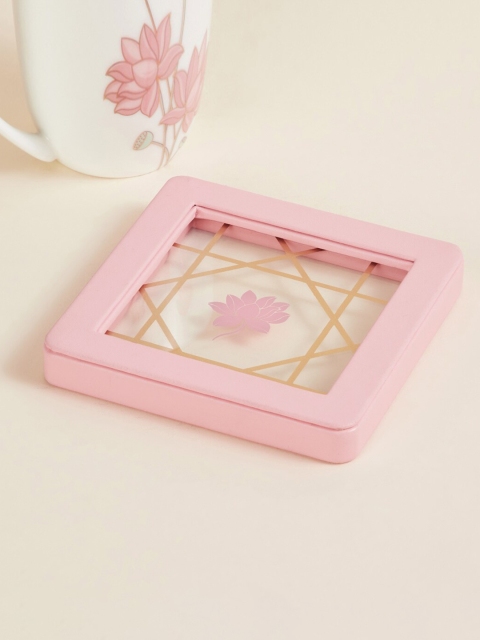 

Home Centre Heritage Renew Pink Printed Glass Coaster