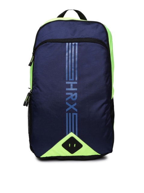 

HRX by Hrithik Roshan Unisex Navy Blue & Black Ribbed Brand Logo Printed Backpack