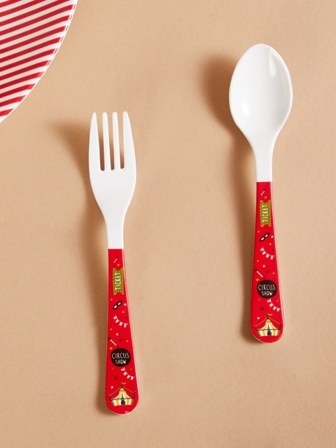 

Home Centre Glee Circus Red Printed Melamine Set Of 2 Spoon and Fork