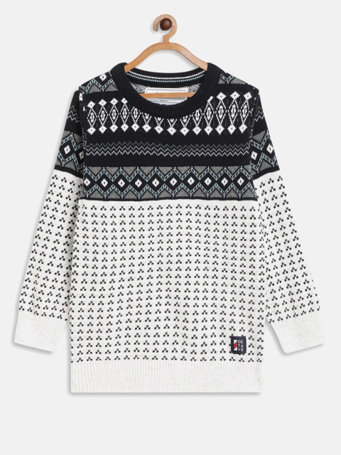 

Octave Boys White & Black Printed Pullover