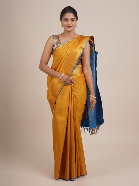 

Pothys Yellow & Blue Woven Design Zari Pure Silk Saree