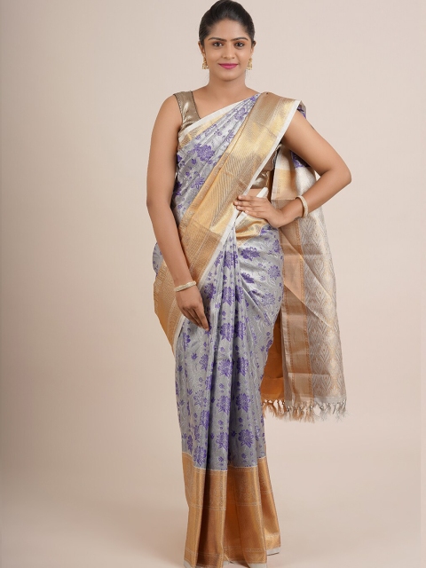 

Pothys Blue & Grey Woven Design Zari Pure Silk Saree