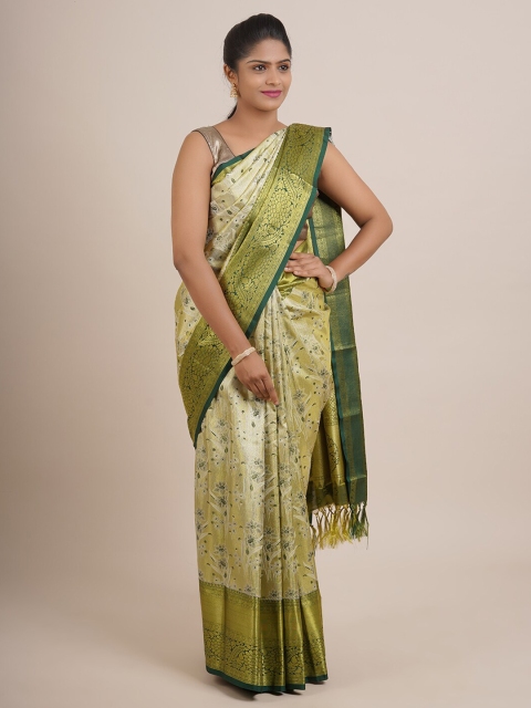 

Pothys Green & Gold-Toned Woven Design Zari Pure Silk Saree