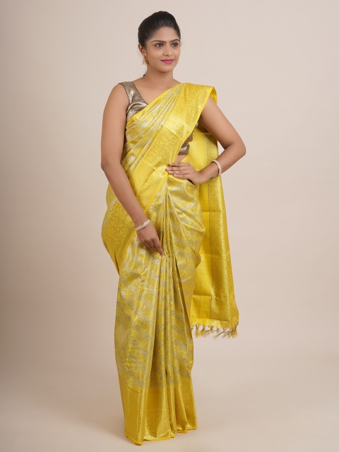 

Pothys Yellow & Gold-Toned Woven Design Zari Pure Silk Saree