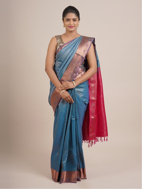

Pothys Blue & Pink Woven Design Zari Pure Silk Saree