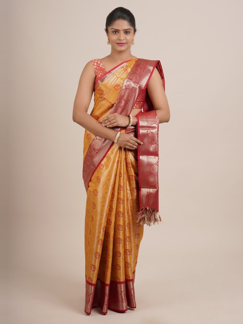 

Pothys Orange And Red Woven Design Zari Pure Silk Saree