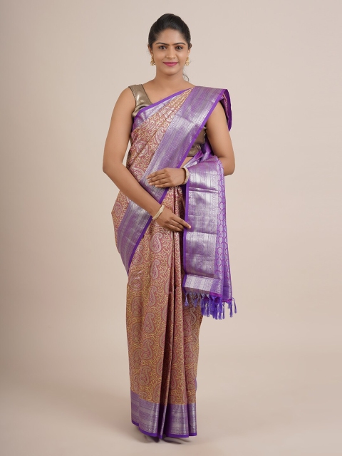 

Pothys Pink And Purple Paisley Woven Design Zari Pure Silk Saree