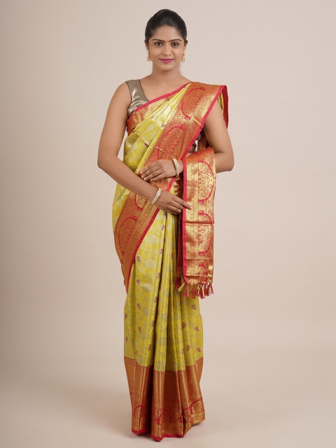 

Pothys Yellow And Red Woven Design Zari Pure Silk Saree