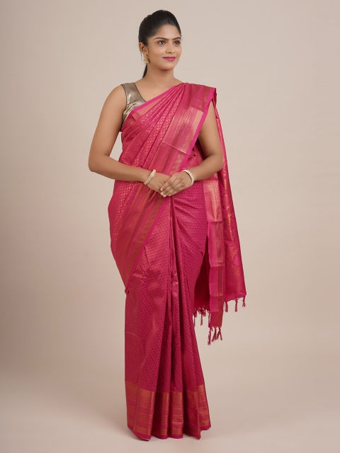 

Pothys Pink & Gold-Toned Ethnic Motifs Zari Pure Silk Saree