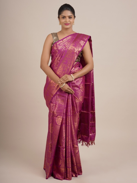 

Pothys Purple & Gold-Toned Woven Design Pure Silk Saree