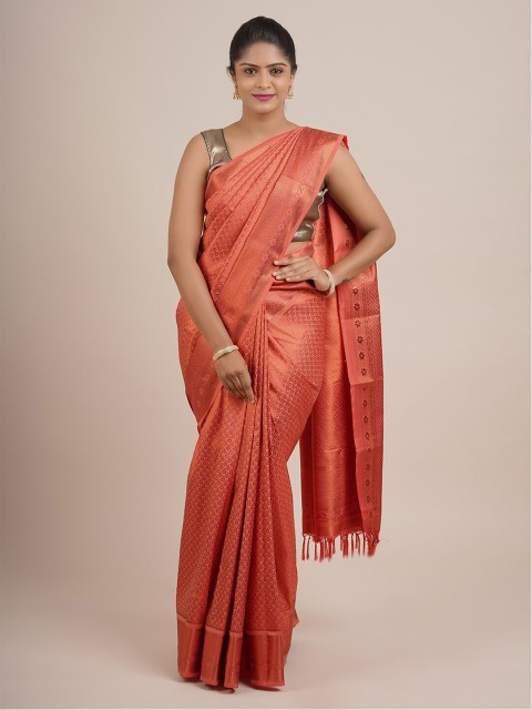 

Pothys Pink & Gold-Toned Woven Design Pure Silk Saree