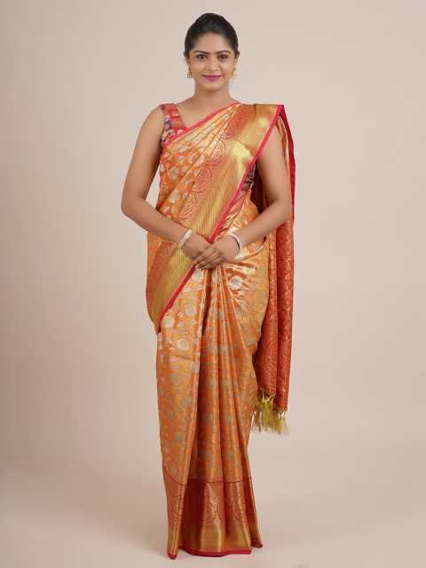 

Pothys Orange & White Woven Design Pure Silk Saree