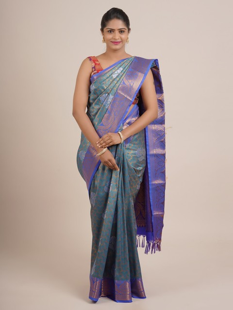 

Pothys Blue & Yellow Woven Design Pure Silk Saree
