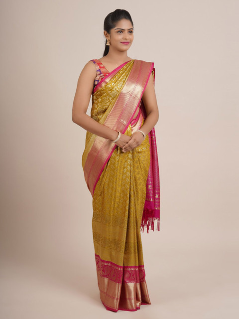 

Pothys Green & Pink Woven Design Pure Silk Saree