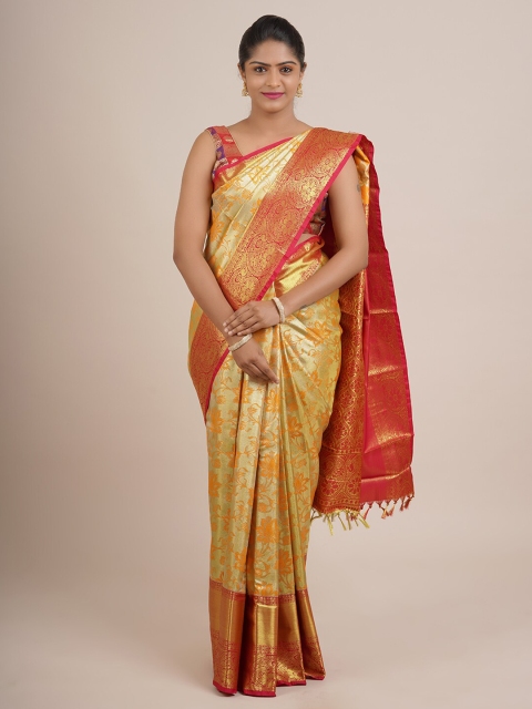 

Pothys Orange & Pink Woven Design Pure Silk Saree