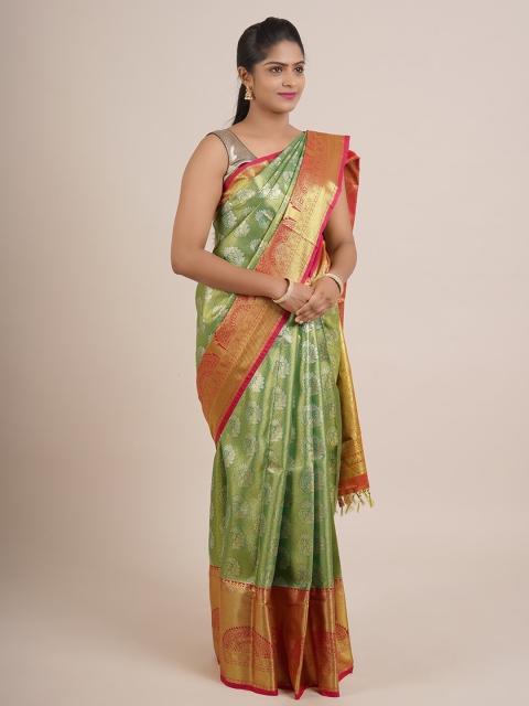 

Pothys Green & Pink Floral Zari Pure Silk Saree