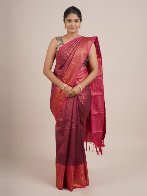 

Pothys Purple & Gold-Toned Woven Design Zari Pure Silk Saree