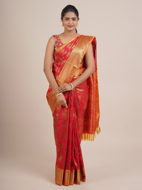 

Pothys Red & Gold-Toned Woven Design Zari Pure Silk Saree