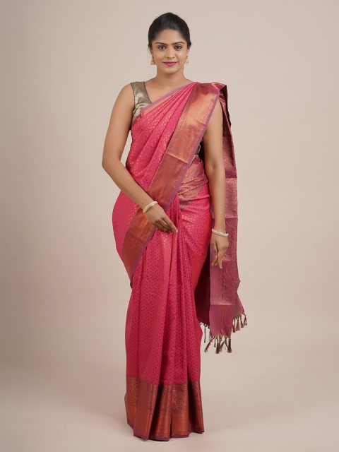 

Pothys Pink & Purple Woven Design Zari Pure Silk Saree