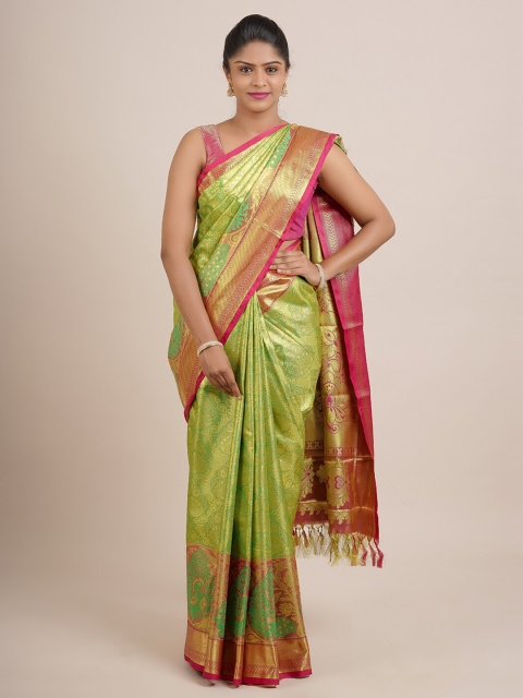 

Pothys Green & Pink Woven Design Zari Pure Silk Saree