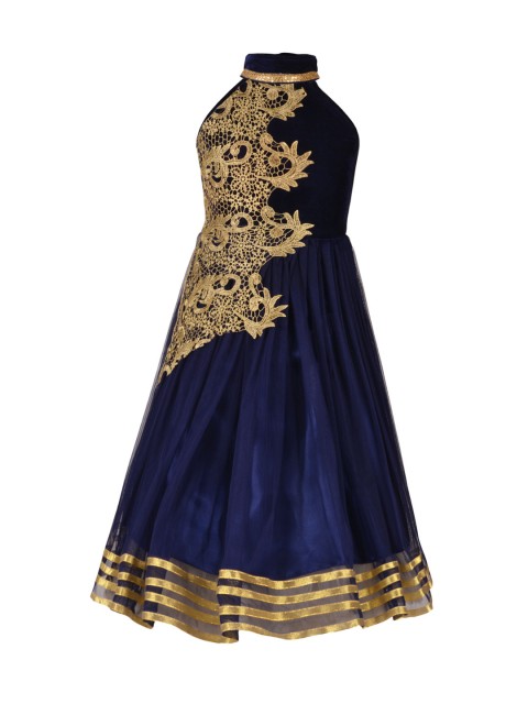 

Aarika Girls Blue Solid Maxi Dress