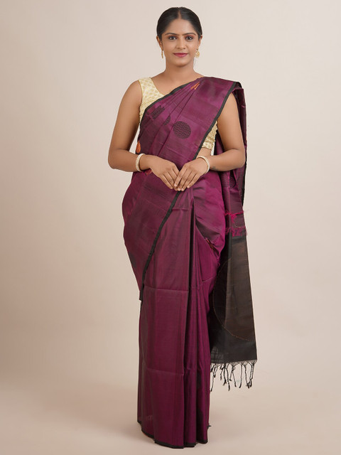 

Pothys Purple & Copper-Toned Woven Design Pure Silk Kanjeevaram Saree