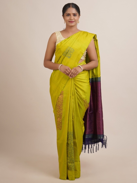 

Pothys Green & Yellow Woven Design Zari Pure Silk Kanjeevaram Saree