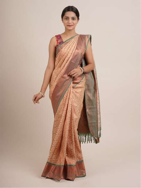 

Pothys Cream Coloured And Copper Toned Woven Design Zari Pure Silk Saree