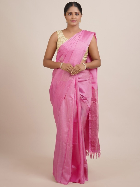 

Pothys Pink & Gold-Toned Ethnic Motifs Zari Pure Silk Kanjeevaram Saree