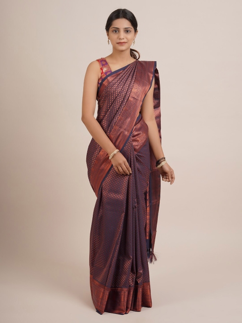 

Pothys Blue & Copper-Toned Woven Design Zari Pure Silk Saree