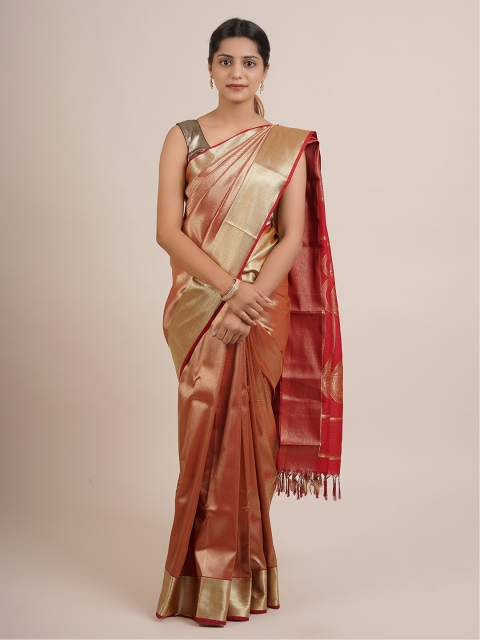 

Pothys Red & Gold-Toned Woven Design Zari Pure Silk Saree