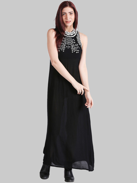 

Noi Women Black Solid Maxi Dress