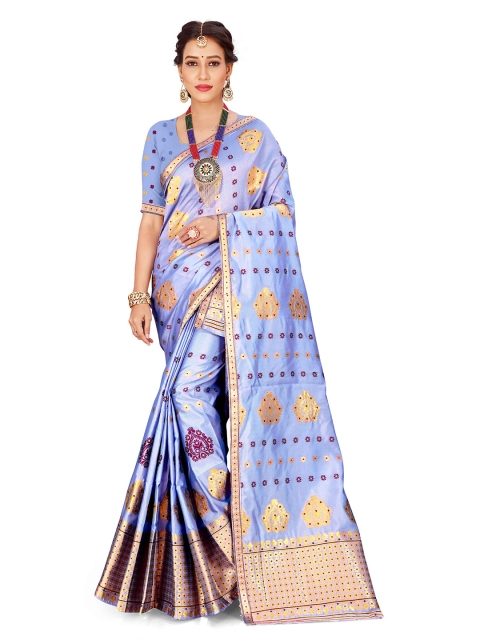 

Skirans Purple & Gold-Toned Floral Assamese Mekhela Chador Saree