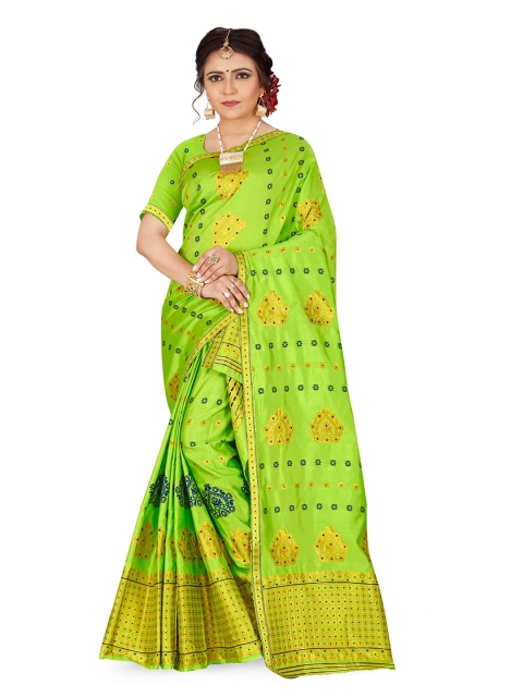 

Skirans Green & Blue Ethnic Motifs Assamese Mekhela Chador Saree