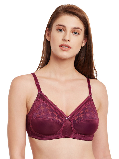 

SECRETT CURVES Purple Lace Non-Wired Lightly-Padded Minimizer Bra MHGPZV