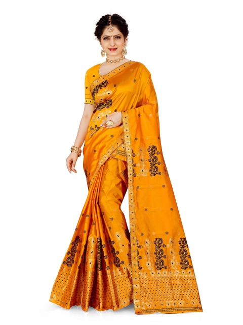 

Skirans Gold-Toned & Black Ethnic Motifs Assamese Mekhela Chador Saree